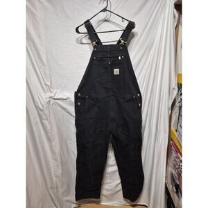 Carhartt Double Knee Work Bibs Overalls Black 42x30 Very Little Use. Worn Twice